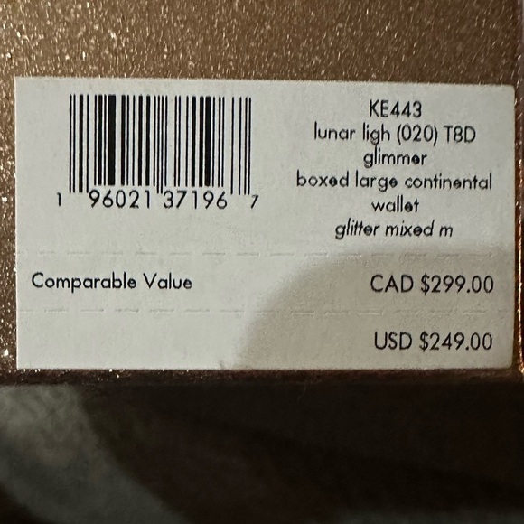 NIB Kate spade Shimmy Glitter Lunar Light Large Continental Wallet, Silver, NWT! - Picture 7 of 7